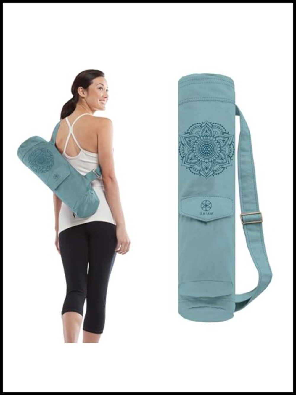 Yoga Mat Bag Full-Zip Carrier with Cargo Pocket Adjustable Strap